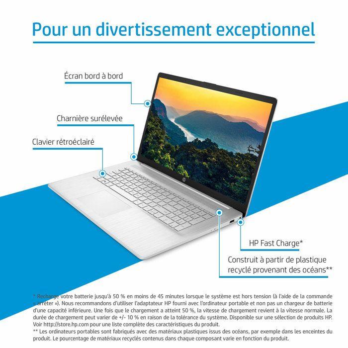 PC Portable HP 17-cp2059nf - Windows 11 - 17,3" HD+ - Ryzen 3 7320U - RAM 8Go - Stockage 512Go SSD - AZERTY