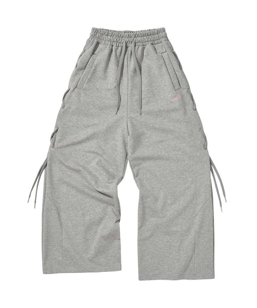 Awoseiawo Eyelet String Wide Pants Melange