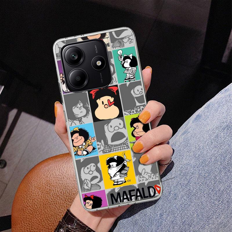 Cartoon Cute Mafalda Phone Case For Xiaomi Redmi Note 15 14 13 12S 12 11 Pro Plus 14S 11S 11E 10 10S 11T 5G Personalized Cover R