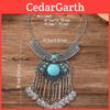 Ethnic Necklace Geometric Zinc Alloy Pendant With Beaded Chain For Boho Jewelry Enthusiasts
