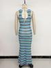 Retro Wave Pattern Mermaid Dress - TikTok 2026 Summer Collection