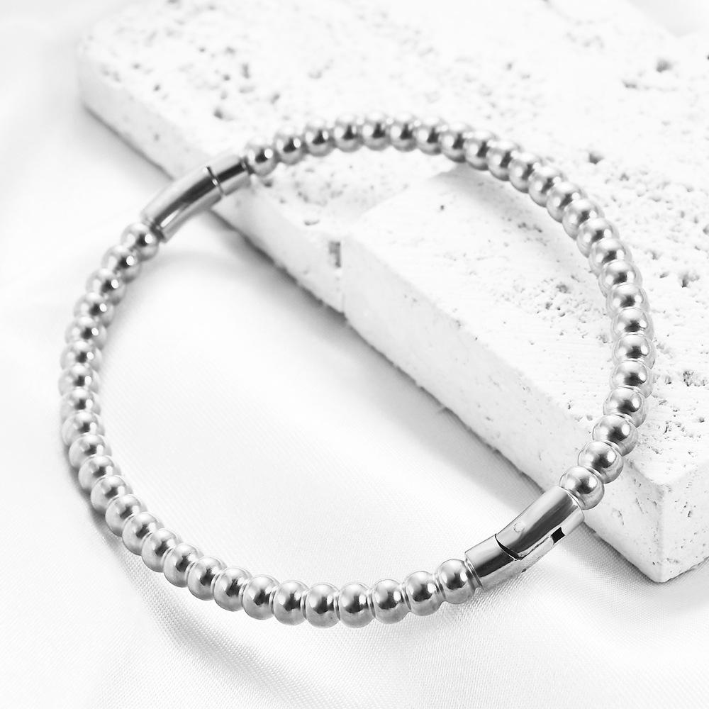 High-end Bamboo Bracelet for Women, Versatile Round Bead Bracelet, Titanium Steel Buckle Opening