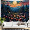 Kampdream Landscape Tapestry, Scenery Art Wall Tapestries, Nature Wall Decor for Bedroom Living Room Backdrop Sunset Wildflowers 36×48 Inches