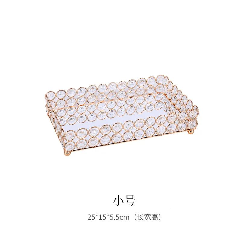 

Metal Crystal Storage Tray Rectangular Fruit Home Jewelry Cosmetic Box Wedding Decoration Mirror