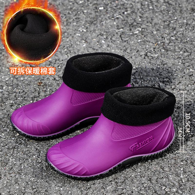 Fashion rain boots lightweight women's rain shoes water shoes women's summer wear adult short tube new thermal rubber shoes non-slip