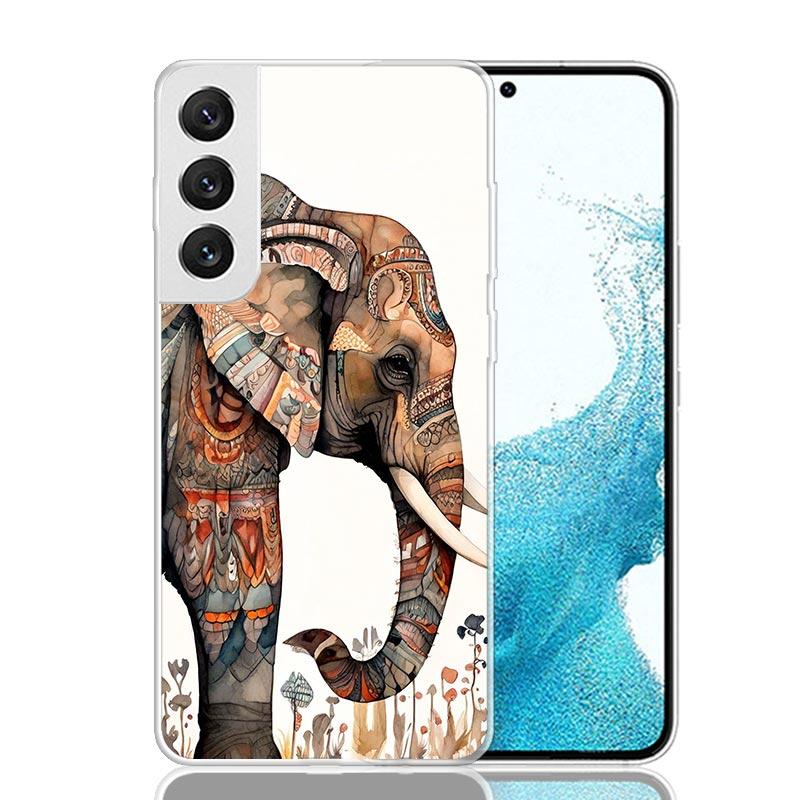 

Elephant Mandala Aztec Phone Case For Samsung Galaxy S26 Ultra S23 S24 S25 Edge S20 FE S21 S22 Plus Soft Print Shell Cover Funda Samsung S21 Plus