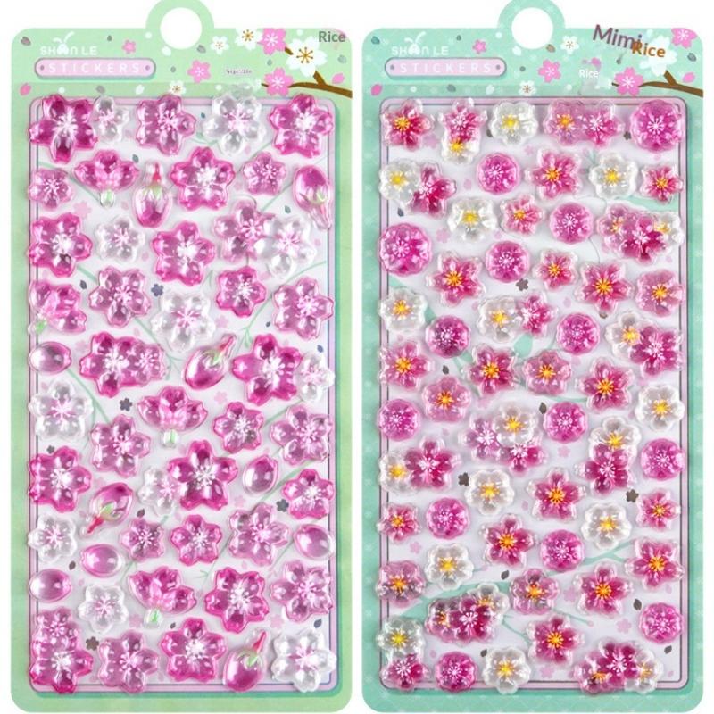Sweet 3D Cherry Blossom Sticker Romantic Trendy Relief Flower Stickers Diy Scrapbooking Notebook Stationery Decal Decoration