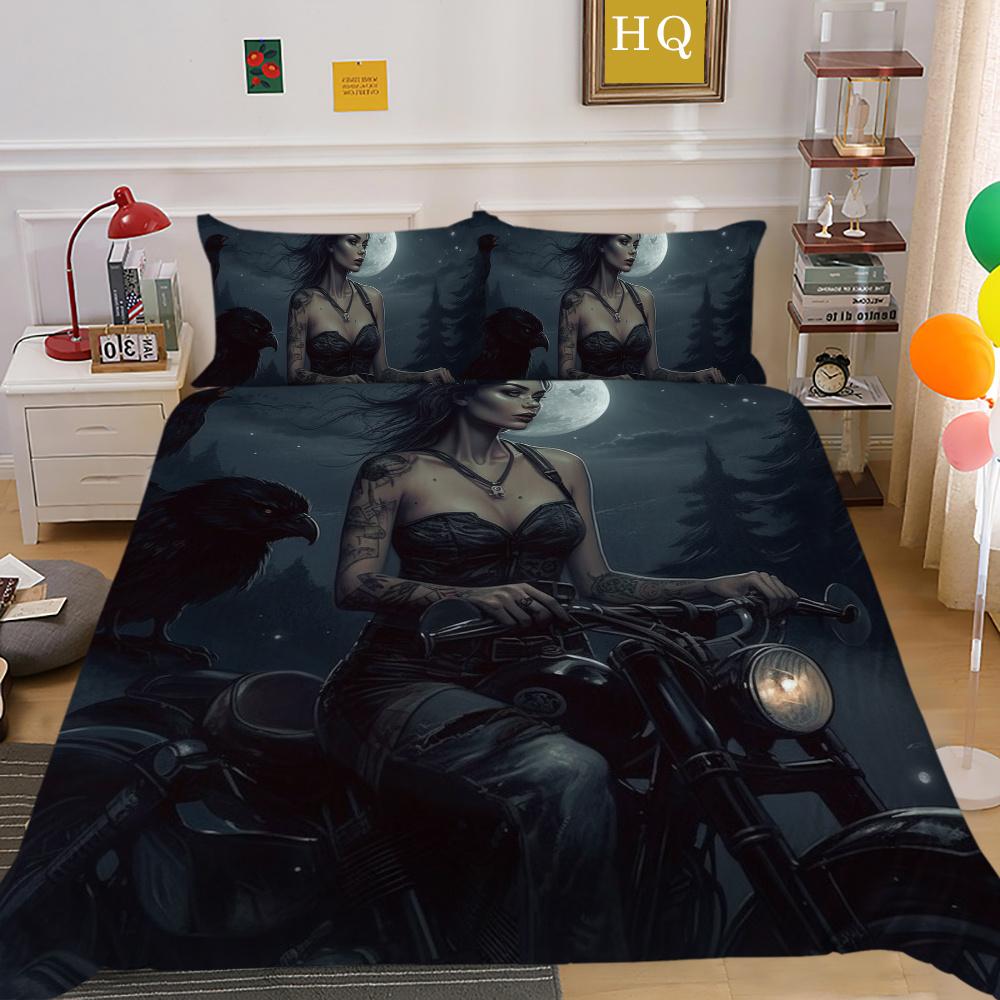 Beauty Skull Printed Home Bedclothes Single Size Polyester Bed Set Man Design Fashion Bedroom Decor