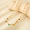 Ins High-end Stainless Steel Colored Zircon Pendant Necklace 18K Gold Niche Round Bead Chain Jewelry Women