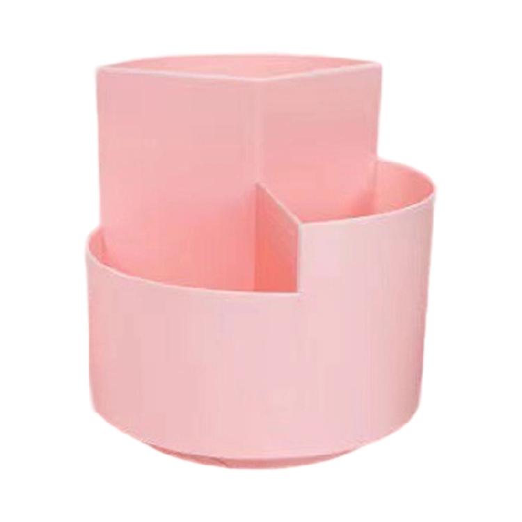 High Capacity Rotating Desk Organizer Modern Plastic Storage Container With Divided Sections For Office Supplies