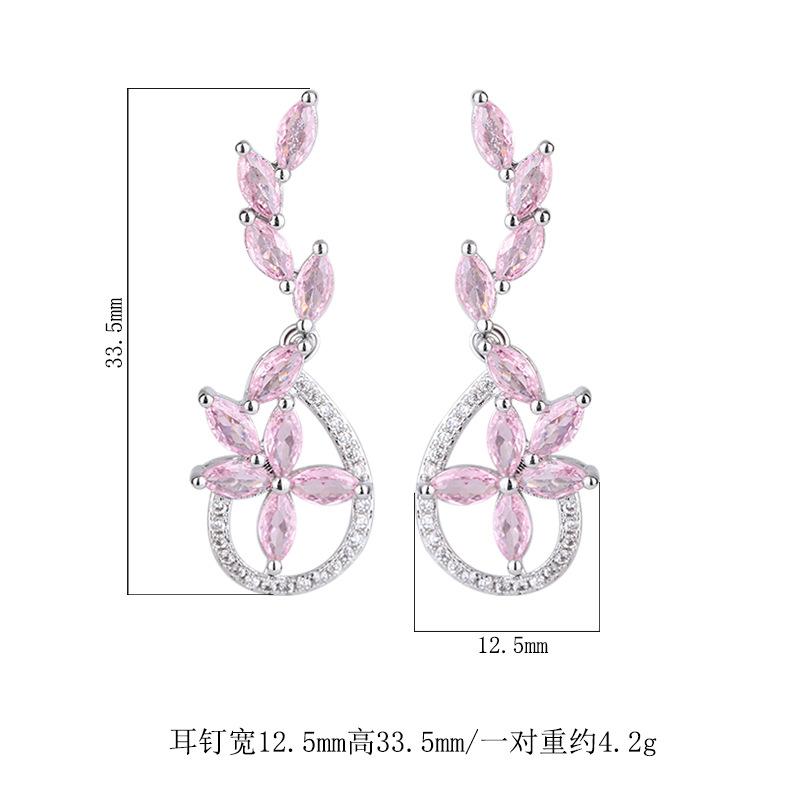 Zirconia Earrings French Micro Inlaid Long Banquet Flower Tassel S925 Silver Needle