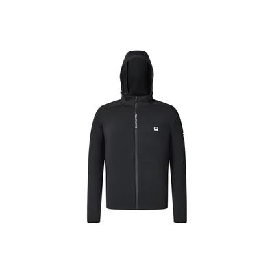 Fila Logo Print Loose Fit Hooded Knit Jacket Men Jackets Deep-Black A51M411504A-BK