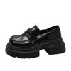 Cowhide version loafers women's platform leather women's shoes 2025 new height-increasing small leather shoes British style one-pedal single shoes