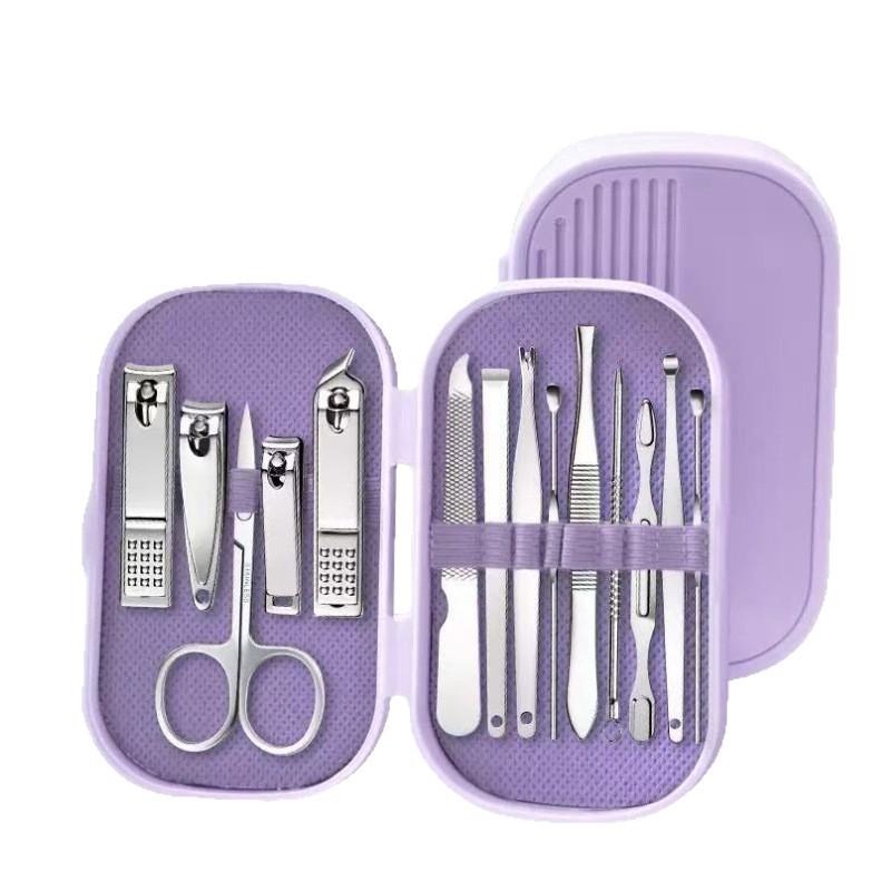 14 Pcs Deluxe Manicure & Pedicure Set Stainless Steel Nail Scissors, Clippers, Ear Digging Spoon For Men & Women