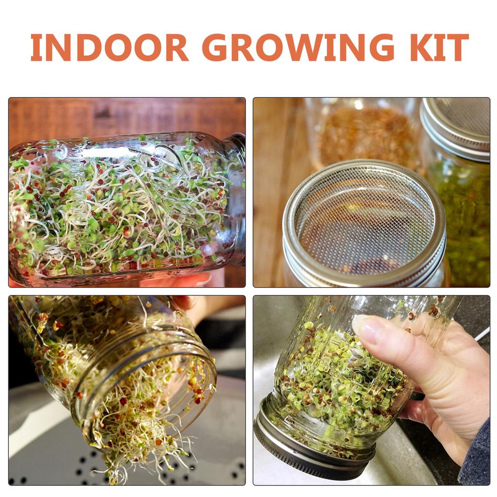 3Pcs Stainless Steel Sprouting Lids for Wide Mouth Mason Jars Organic Sprouting Jar for Kitchen Use Broccoli Bean Lentil Sprouts