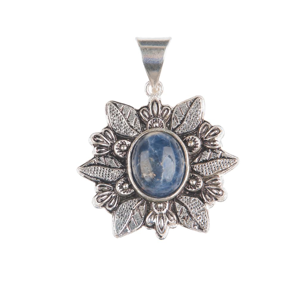 Natural Sodalite Gemstone 925 Sterling Silver Ethnic Jewelry Women Pendant 1.45" CP-14-14