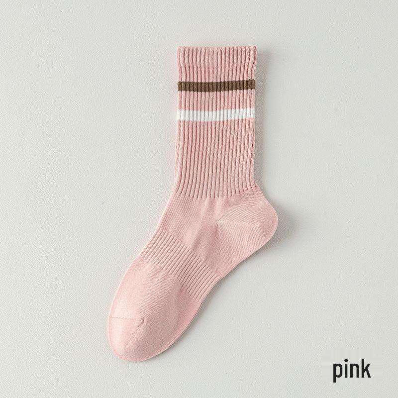 Women's Pure Cotton Mid-Calf Socks - Odor-Resistant, Sweat-Absorbent, Casual Sports Socks for Spring & Autumn, White, Trendy