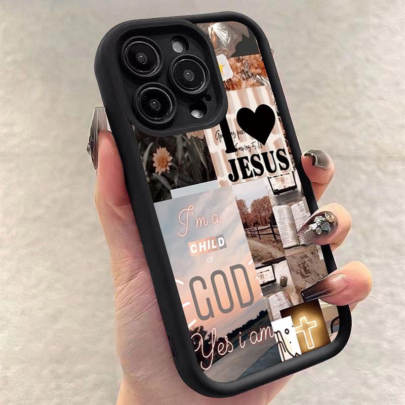 Jesus Collage Pattern Thick Shockproof Phone Case For iPhone 17 Air 16 e 15 14 13 12 11 Pro Max Plus Mini SE Soft Bumper Cover