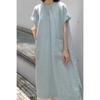 Elegant Japanese-French Plus Size Summer Dress with Pockets