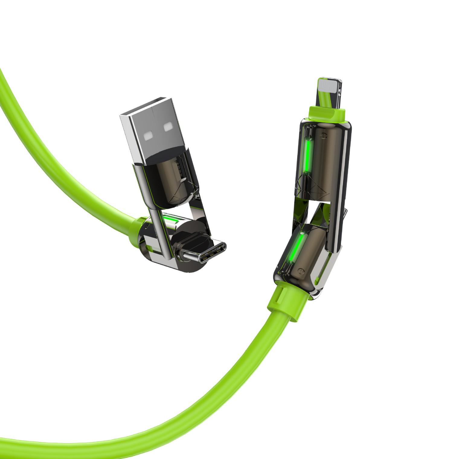 

240W 4-in-1 Super Fast Charging Cable: Apple, Type-C, Huawei Compatible, Ideal for Car Use