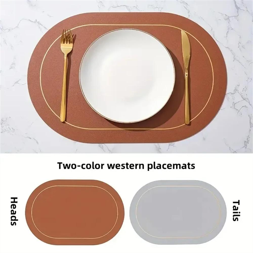 Oval heat-resistant placemats, double-sided design for all dining needs. Non-slip and heat-resistant table mats, available in mu