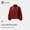 2025 Women's Autumn Sporty Stand Collar Jacket with Integrated Hood and Cinched Waist