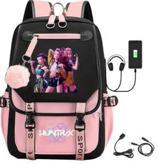 K-Pop Demon Hunter Girl Group Backpack with Pompom - Schoolbag for Students