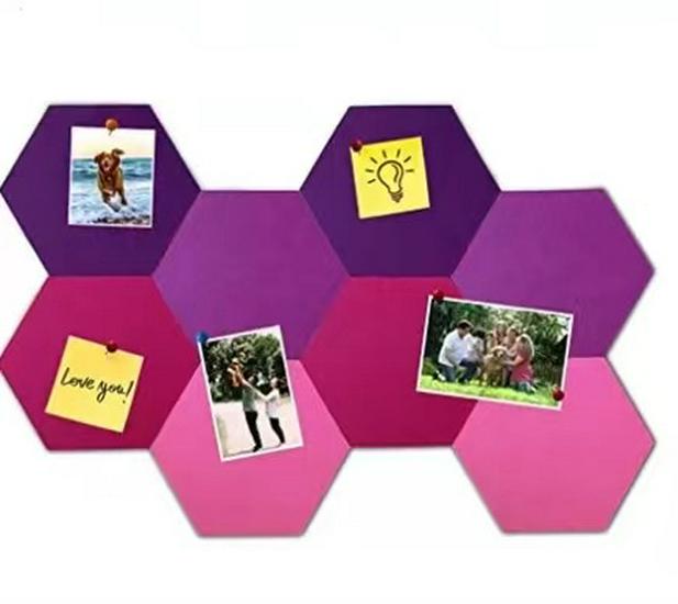 Hexagon Felt Pin Board: Colorful Self-Adhesive Memo & Message Board for Home Decor, Sound-Absorbing Photo Wall