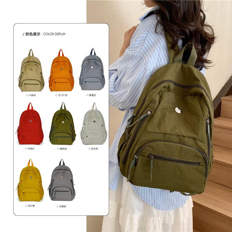Casual Daypack for Woman Waterproof Nylon Backpack Simple Large Capacity Bookbag Lightweight School Backpacks Ladies Travel Bags