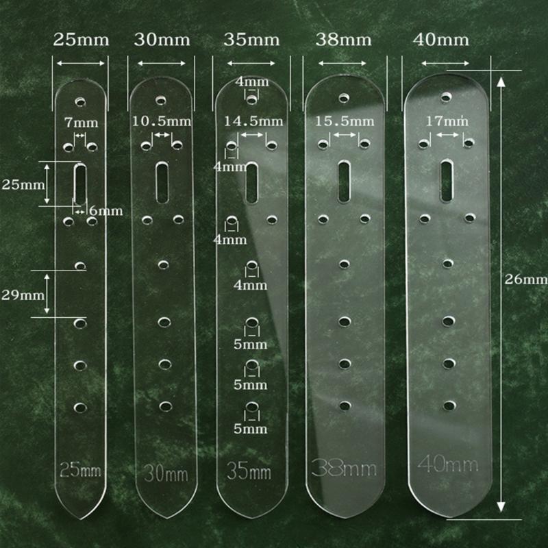 5Pcs Clear Acrylics Belt Hole Punching Templates Leather Belt Hole Positioning Templates 5 Size 25mm 30mm 35mm 38mm 40mm