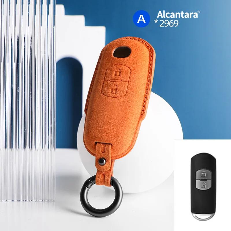 Interior Mouldings Alcantara Car Key Smart Remote Case Cover Shell For Mazda 2 3 6 Cx3 Cx5 Cx7 Cx9 Mx5 2 Buttons Keychain Access