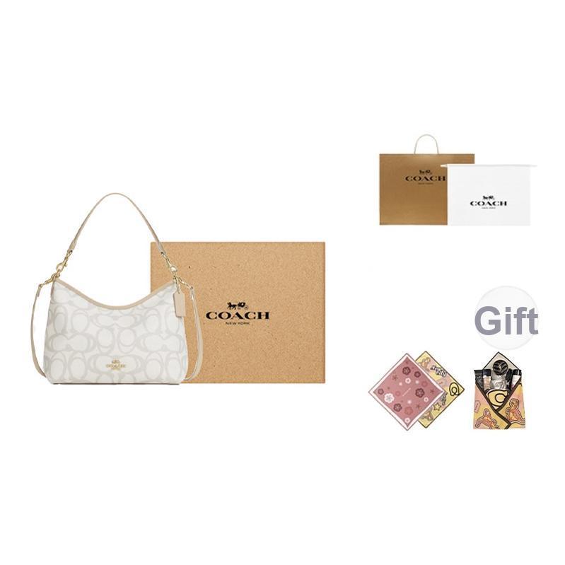 Coach Laurel Signature 31 Brand Print Coated Canvas Tote Shoulder Bag Large Women Bags Beige Gold CBH87-IMIVO