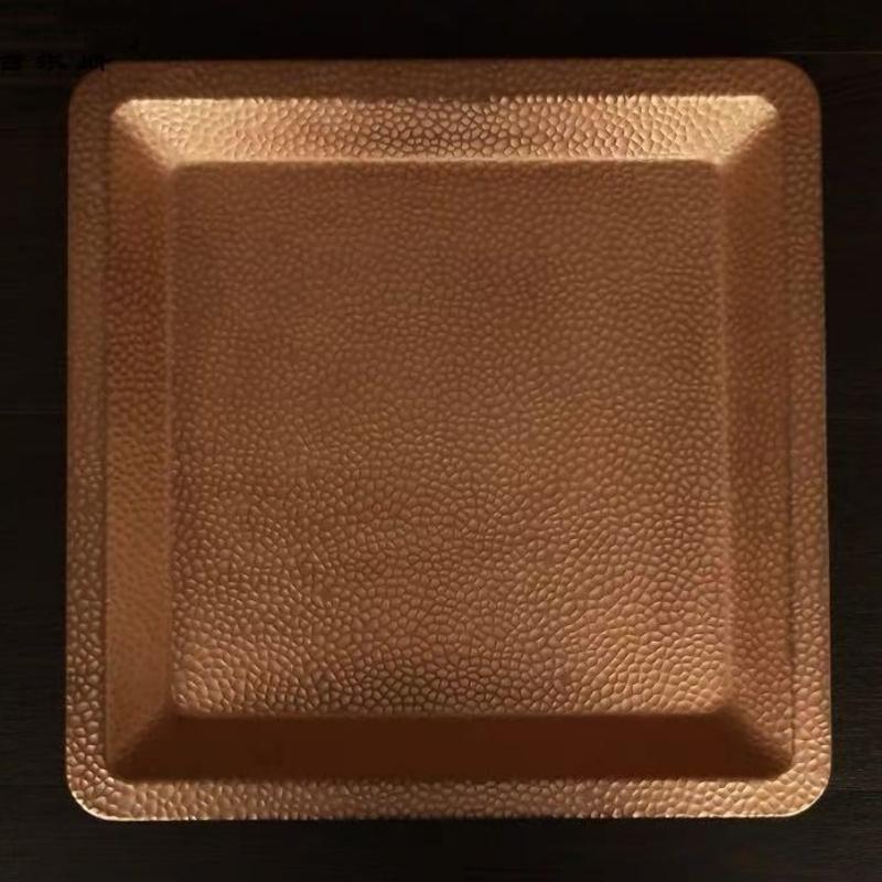 Multiple Sizes Rectangle Shape Copper Fruit Tray,Vintage Hammer Texture Home Food Plate Tableware,Snack Disc Table Decoration
