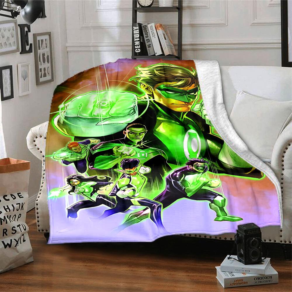 1 Stück Green Lantern Corps Decke Polyesterfaser, Ganzjahreskomfort für Sofa, Bett, Büro, Auto, Camping, Ideale Heimdekoration & Geschenk, Bürokomfort