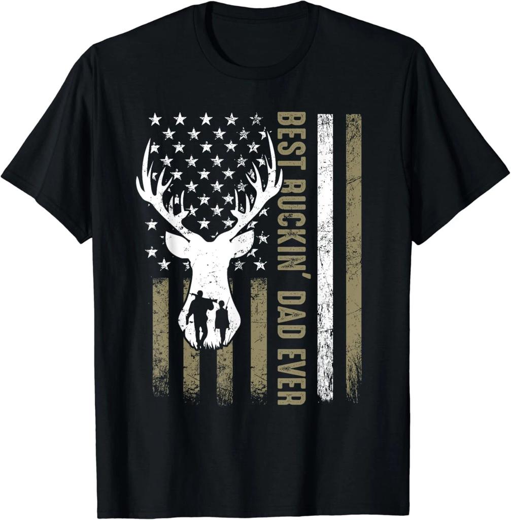 Best Buckin' Dad Ever Deer Hunting Fathers Day American Flag Gift Unisex T-Shirt