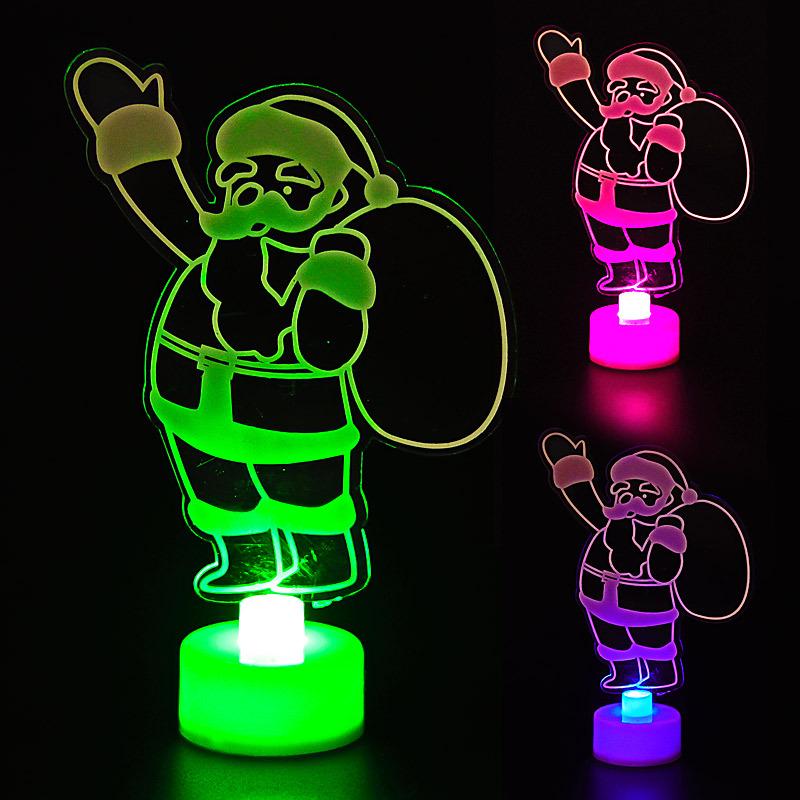 

Акриловый светодиодный семицветный рождественский ночник: Снеговик, Дед Мороз, Яблоко, Эйфелева башня Светящаяся игрушка