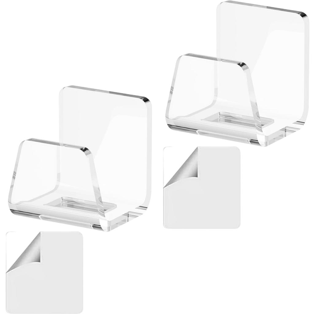 Pack Of 2 Kitchen Sink Sponge Holder Strong Adhesive Acrylic Rack for Dish Sponges and Brushes Bathroom Accessories
