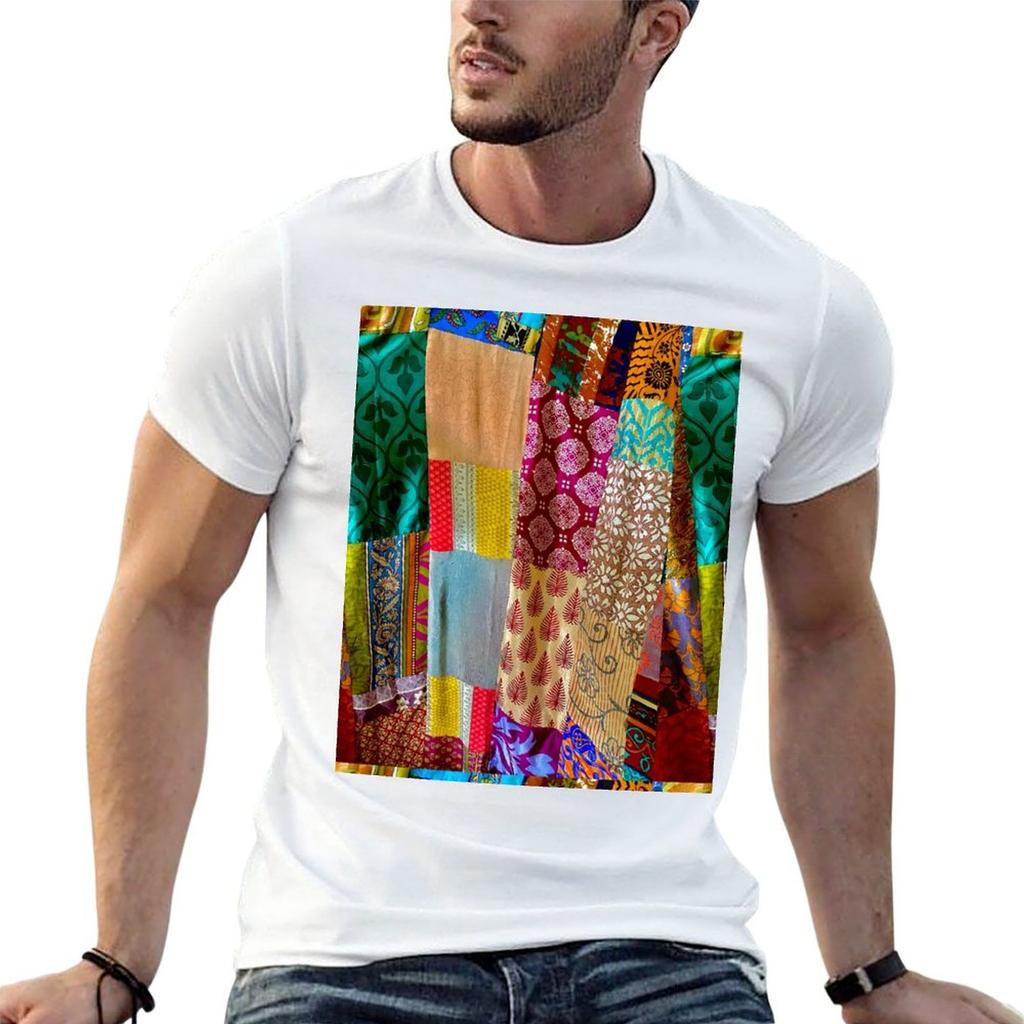 Kantha Silk India Saries Repurposed Into Boho Goddess TShirt Cotton Tshirt 100 TShirt