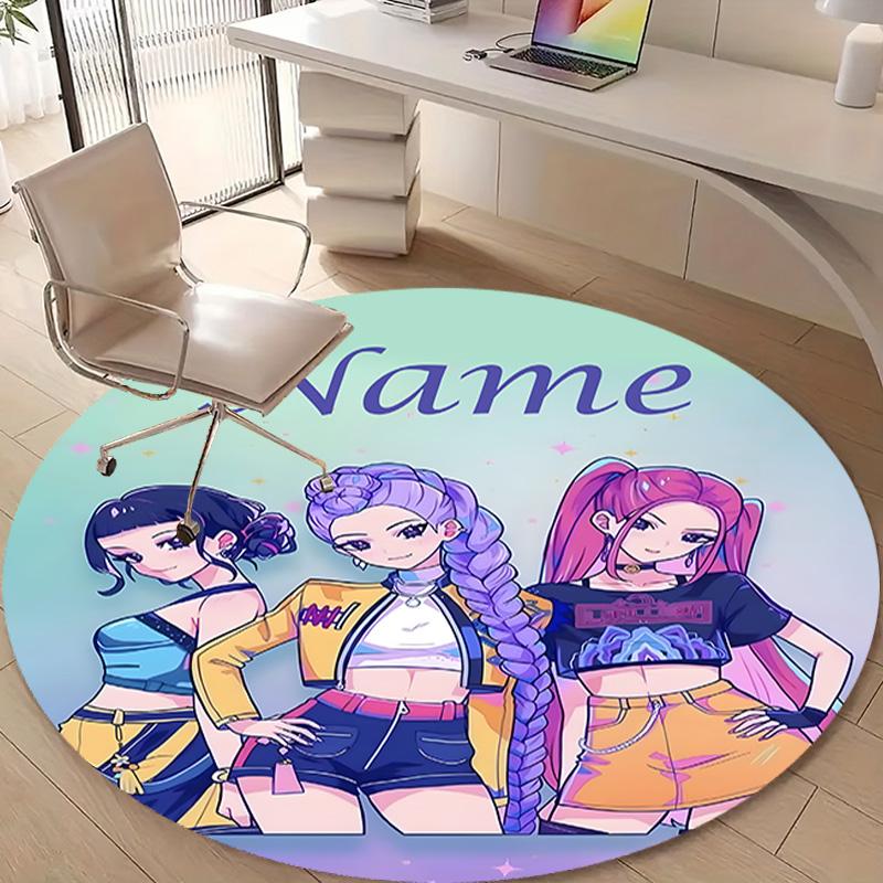 Personalized K-KPop Demon Hunters Round Chair Office Rug - Perfect for Mat, Office Chair & More - Ideal Gift for Birthdays and Holidays