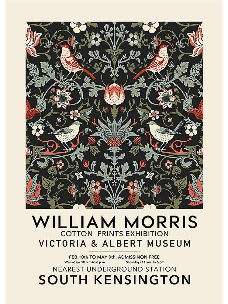 Nordic Posters And Prints Abstract William Morris Flower Leaf Bird Wall Art Canvas Painting Wall Pictures For Living Room Decor