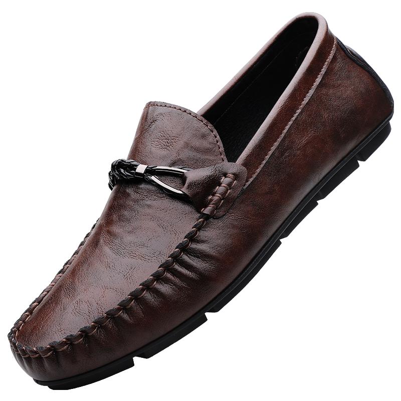 Fashion Men's Genuine Leather Shoes Spring 2025 Casual Comfortable Driving Slip-On Loafers Shoes Lightweight Soft Bottom
