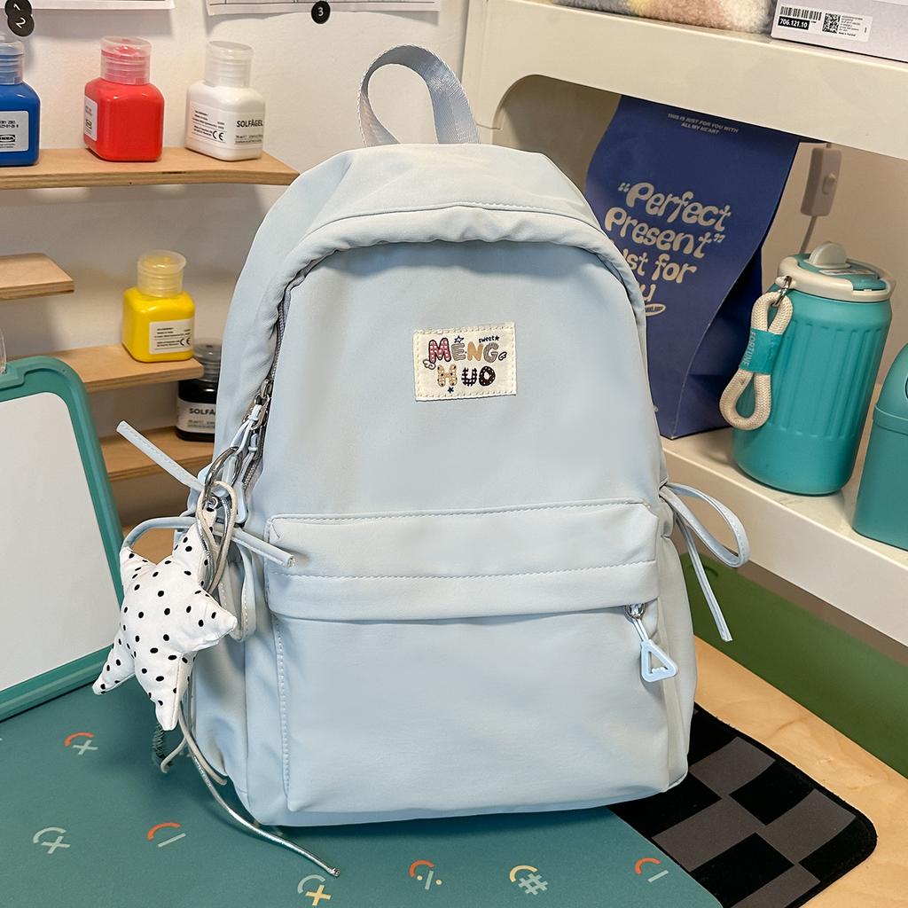 Schoolbag for middle school girls, high aesthetic value ins, Korean style versatile large capacity solid color backpack, high school backpack