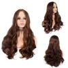 Synthetic Hair Long Wavy Wigs for Women Natural Wave Wig with Side Bangs Brown Wigs Drag Queen Wig Cosplay Roleplay Daily