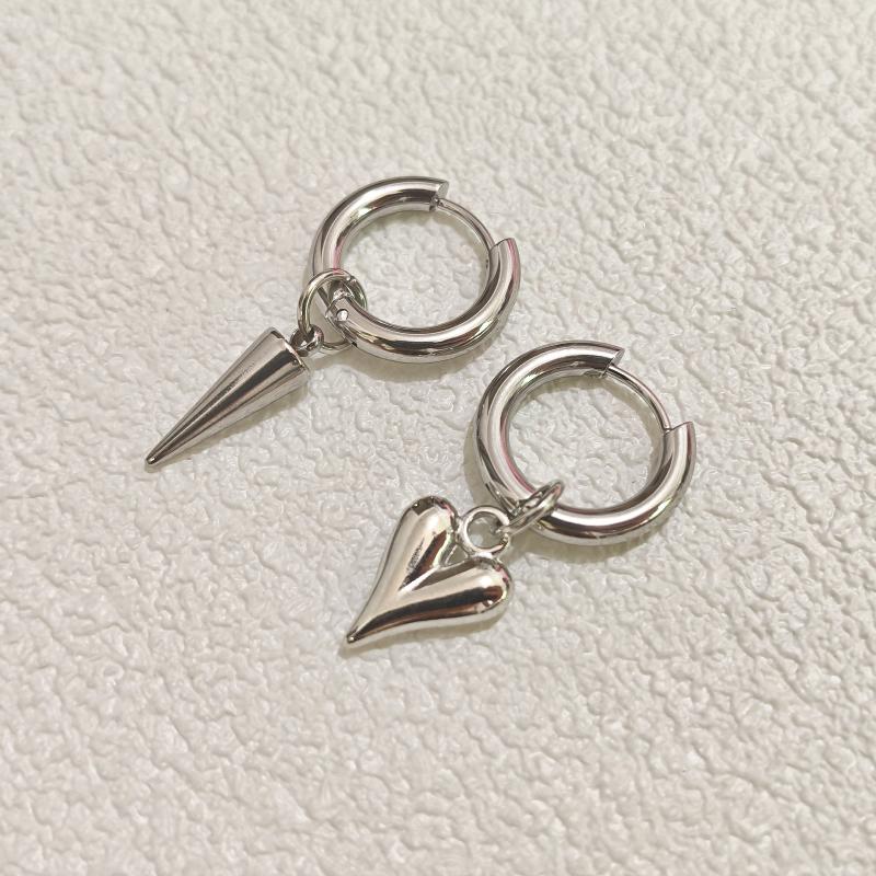 Fashion Heart Star Pendant Asymmetrical Earrings For Women Simple Geometric Circular Ear Buckle Jewelry Accessories Gift