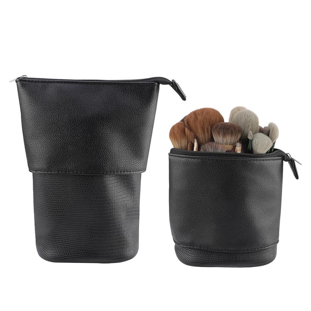 Black Foldable Makeup Brush Bag, Large Capacity, 14-40 Slots
