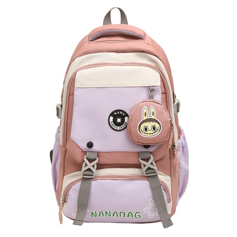 New Schoolbag High School Students' Large Capacity  Light and Simple College Students' Backpacks  Leisure Travel and Contrasting Shoulder Bags.