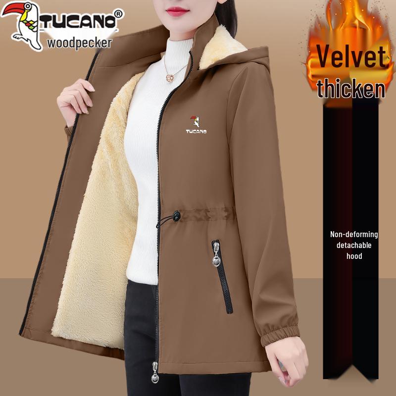 Women's Fleece-Lined Mid-Length Trench Coat - 2025 New Autumn/Winter Warm Thickened Jacket