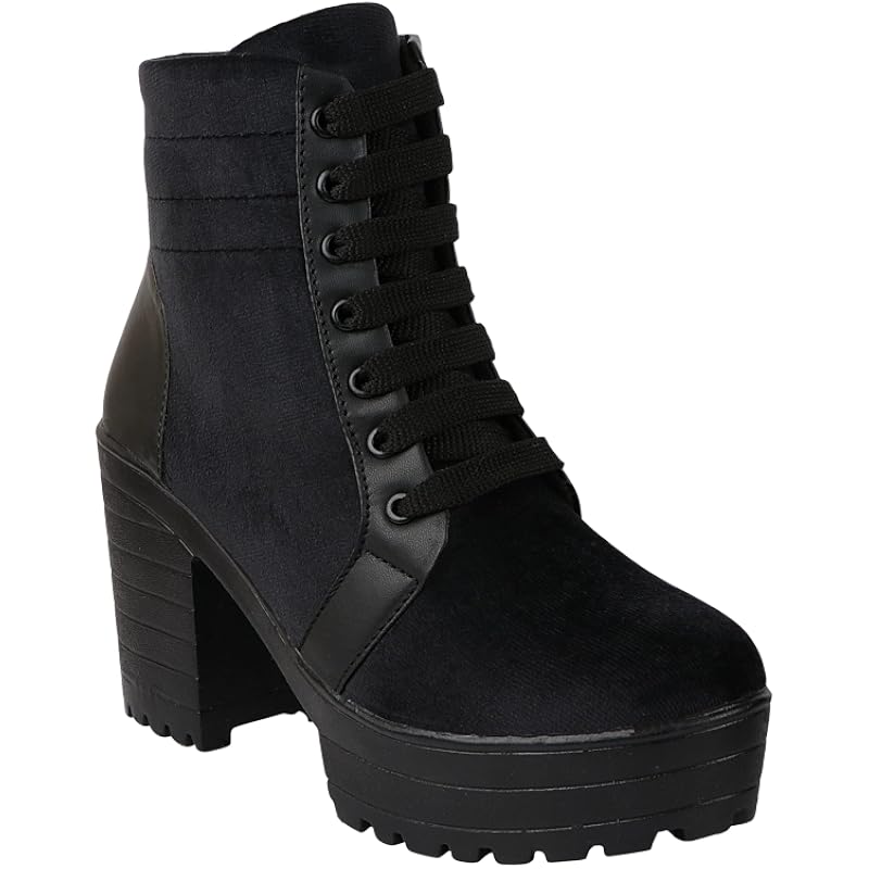 Shoetopia Black Girls Solid Mid Top Heeled Boots