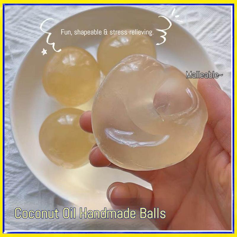 1-10Pcs Squishy Squeeze Ball Baby Blue Coconut Oil Handmade Stress Relief Toy Pressure Relieving Fidget For Adult Anxiety