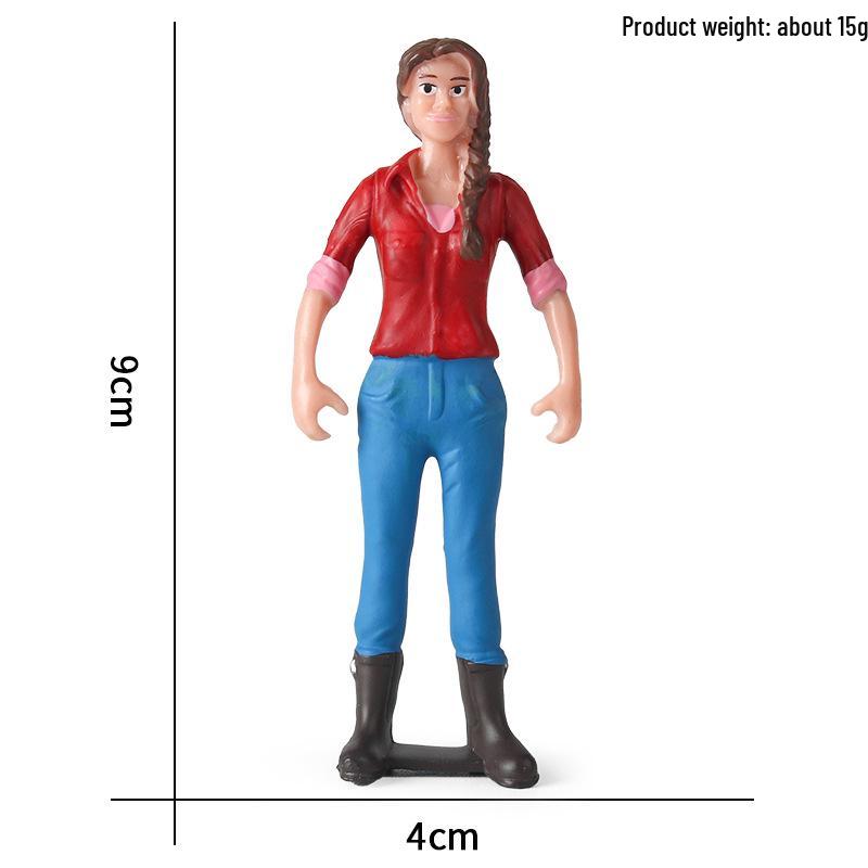 Plastic Farm Figures: Farmer, Woman, Ranch Worker, Police
